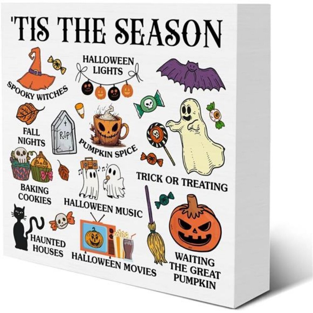 Witchy Wooden Sign 5x5 Spooky Halloween Decor